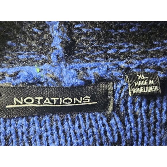 Notations Blue Black Knit Cowl Neck Midi Sweater 3/4 Sleeves XL - Picture 5 of 10